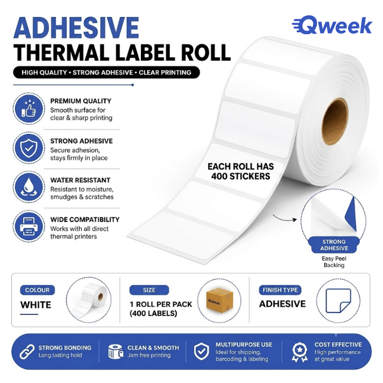 Qweek 50×30mm Label Rolls - Pack of 10